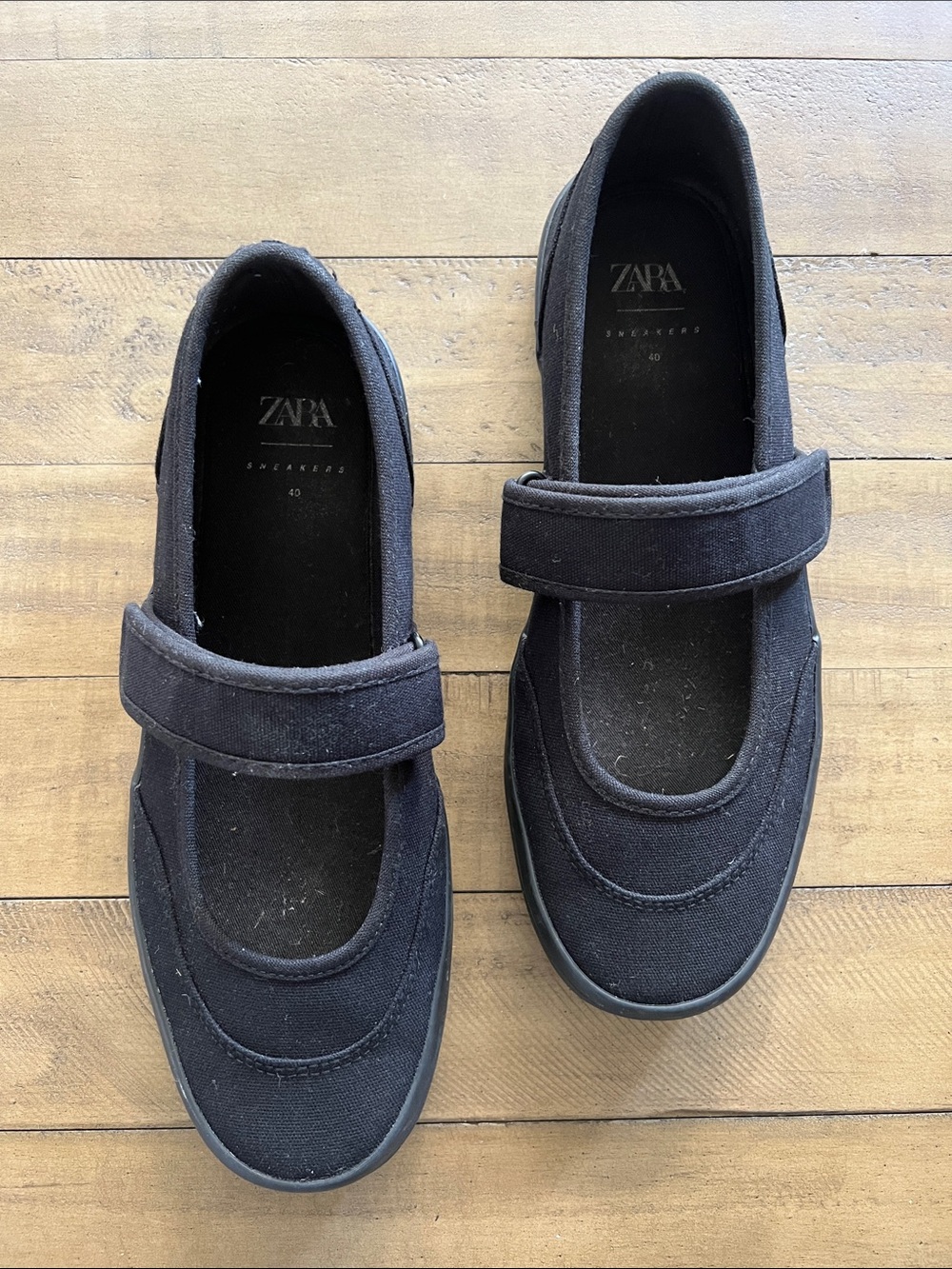 Zara Black Fabric Strap Ballet Flats EU 40